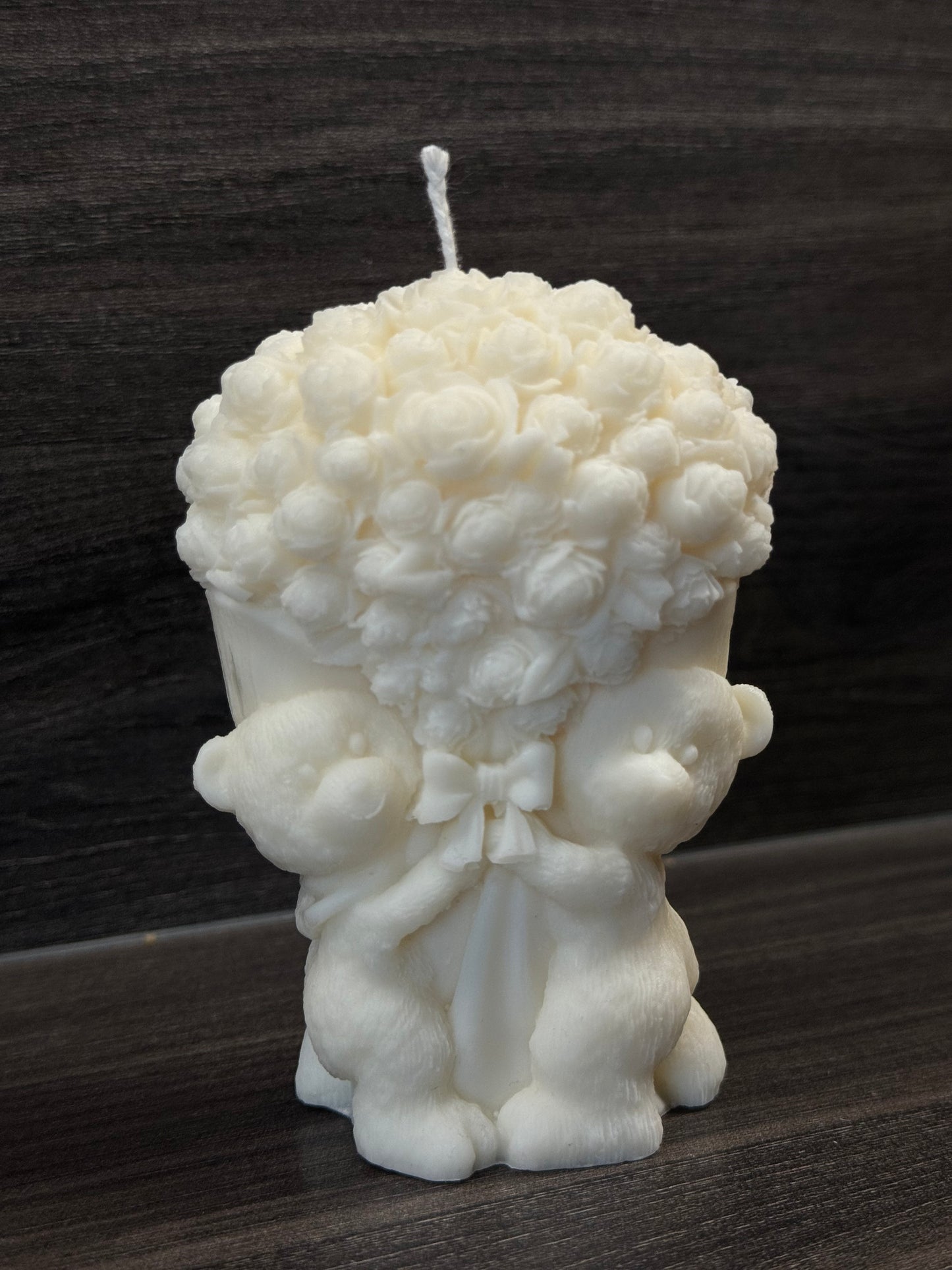 rose teddy bears candle