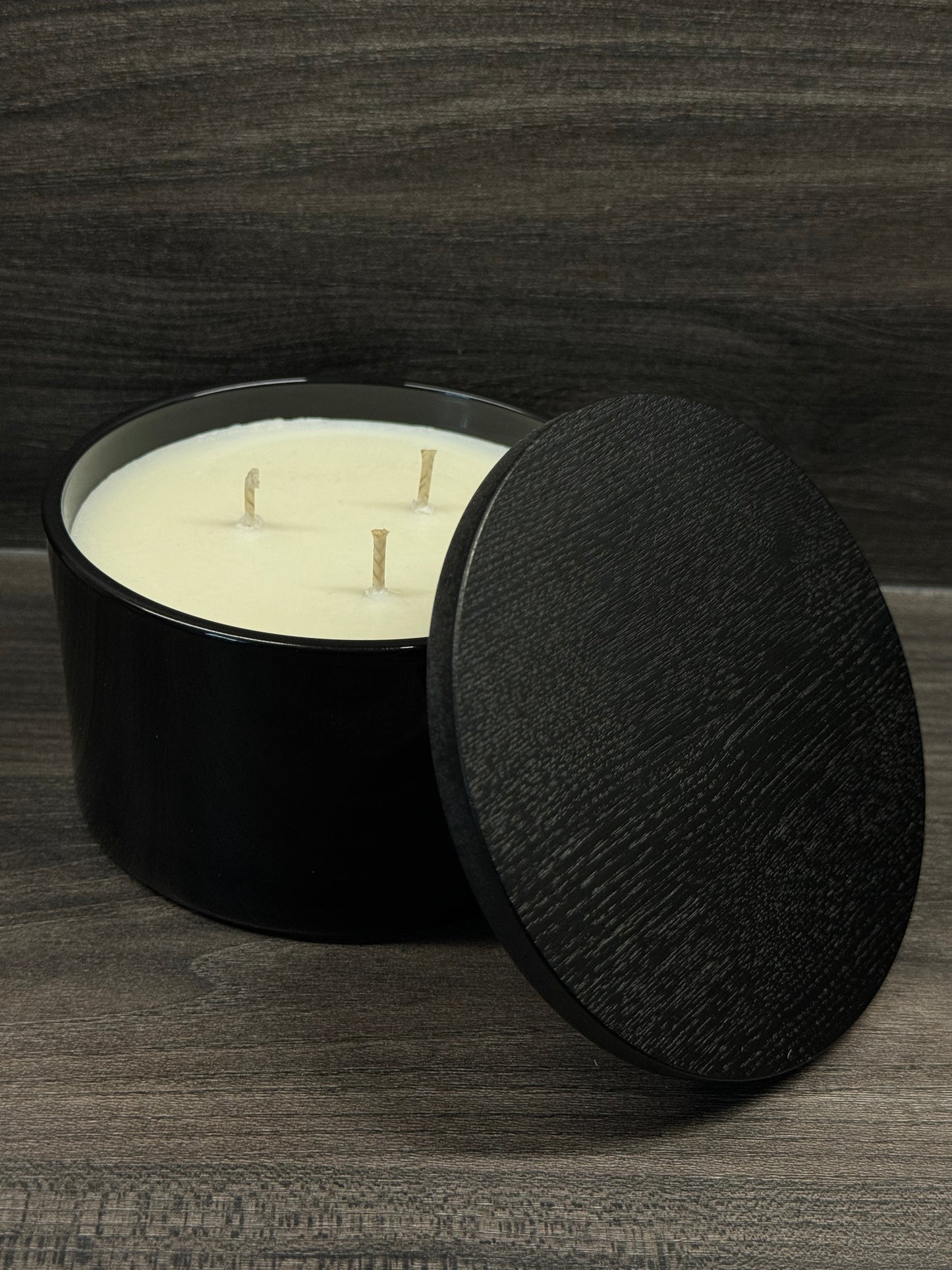 Deckel für 3 Docht-/ Knisterkerzen Schwarz
