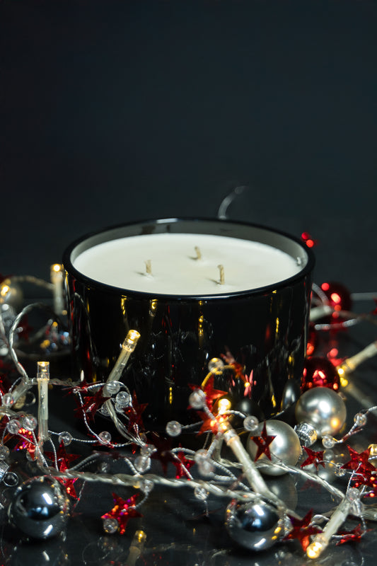 3 Wick Candle Glossy Black